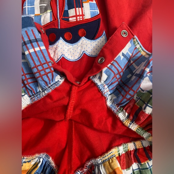 Millie Jay Spring Red Romper nautical Ruffle detail Toddler Girl 12 Months - Picture 7 of 15
